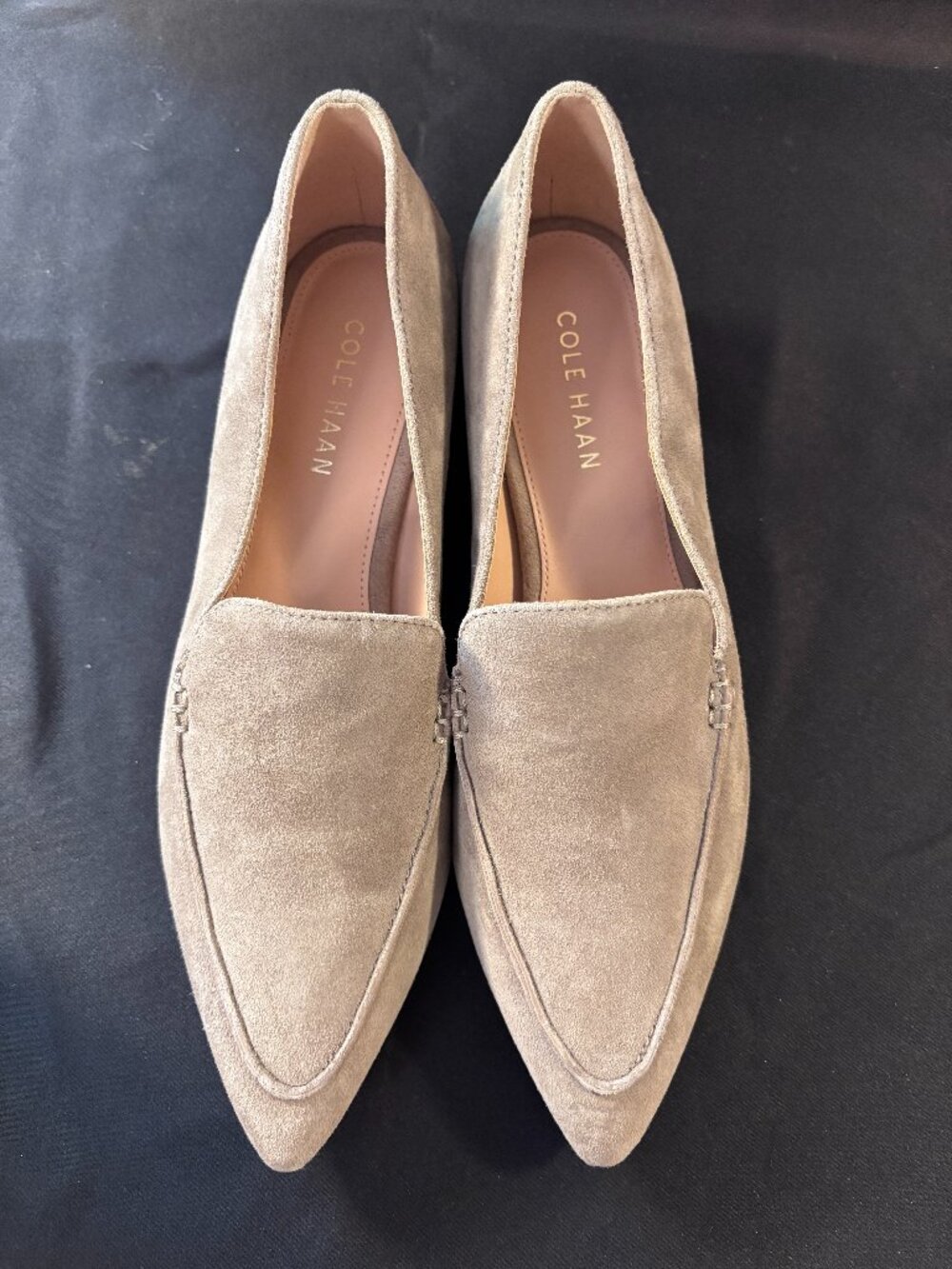 New in box! Cole Haan buff/taupe suede loafers in size 6